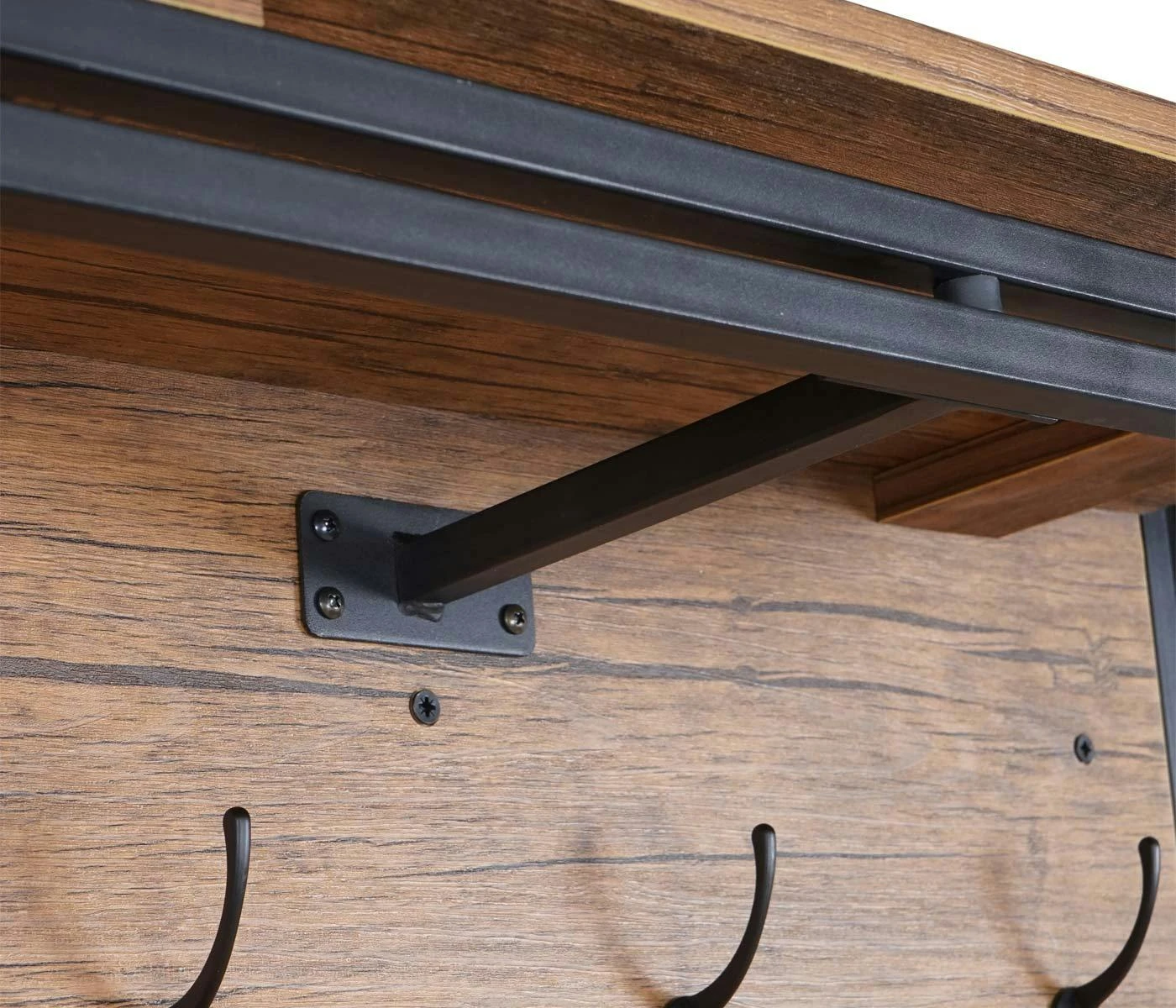 Wandgarderobe HWC-A27, Garderobe Regal, 4 Haken 24x75x24cm 3D-Struktur ~ Wildeiche-Optik 9 Wandgarderobe HWC-A27, Garderobe Regal, 4 Haken 24x75x24cm 3D-Struktur ~ Wildeiche-Optik – Bild 7