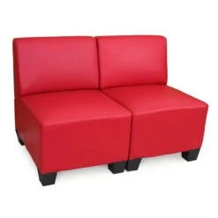Modular 2-Sitzer Sofa Couch Lyon, Kunstleder ~ Rot, Ohne Armlehnen -Wohnmöbel 04172745 3b68 416f a67a 6728e581fbfc