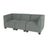 Modular 3-Sitzer Sofa Couch Lyon, Stoff/Textil ~ Grau, Hohe Armlehnen