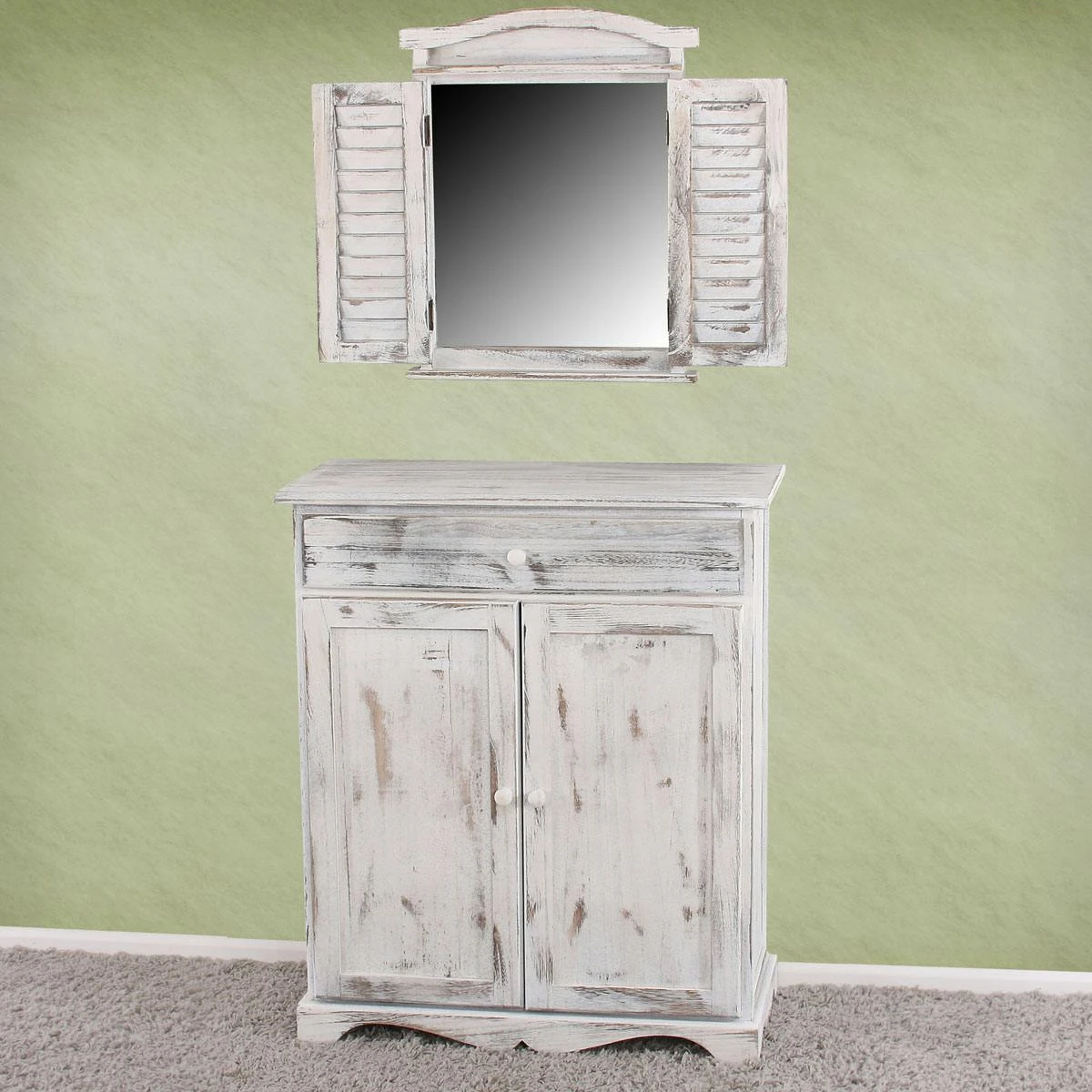 Kommode Schrank, 78x66x33cm, Shabby-Look, Vintage ~ Weiß 8 Kommode Schrank, 78x66x33cm, Shabby-Look, Vintage ~ Weiß – Bild 6