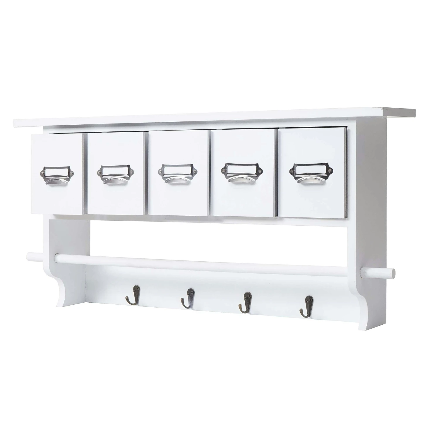 Garderobe HWC-C49, Wandgarderobe Wandregal, Vintage Mit 5 Schubladen 32x65x13cm ~ Natur 5 Garderobe HWC-C49, Wandgarderobe Wandregal, Vintage Mit 5 Schubladen 32x65x13cm ~ Natur – Bild 3