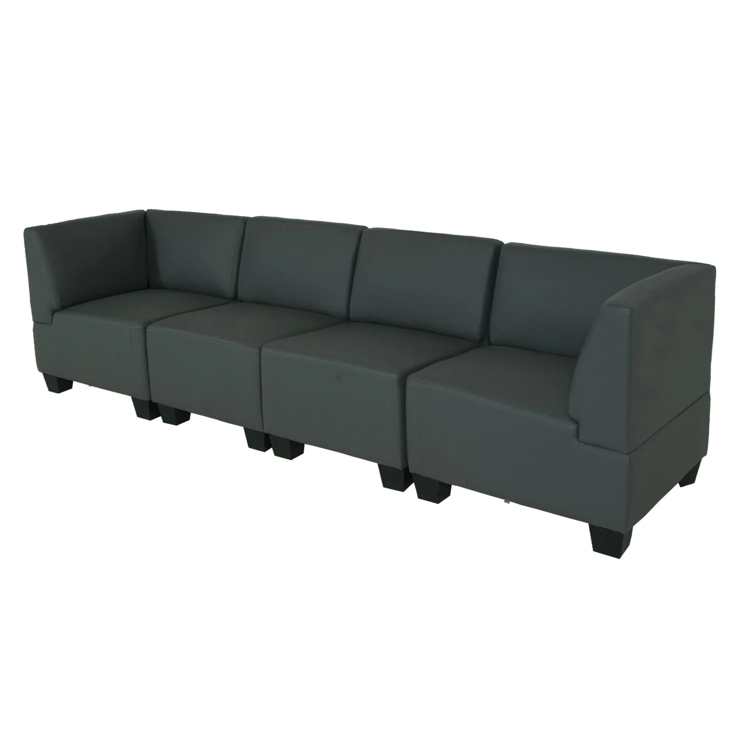Modular 4-Sitzer Sofa Couch Lyon, Kunstleder ~ Dunkelgrau, Hohe Armlehnen 3 Modular 4-Sitzer Sofa Couch Lyon, Kunstleder ~ Dunkelgrau, Hohe Armlehnen