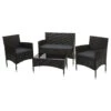 Poly-Rattan Garnitur HWC-F55, Balkon-/Garten-/Lounge-Set Sofa Sitzgruppe ~ Braun, Kissen Dunkelgrau