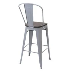 4er-Set Barhocker HWC-A73 Inkl. Holz-Sitzfläche, Barstuhl Tresenhocker Mit Lehne, Metall Industriedesign ~ Grau -Wohnmöbel 0adf48f5 9c47 45ed 8824 d855be7da8d2