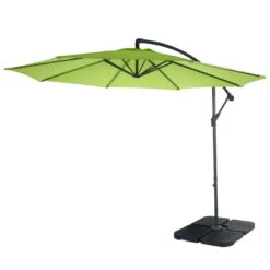 Ampelschirm Acerra, Sonnenschirm Sonnenschutz, Ø 3m Neigbar, Polyester/Stahl 11kg ~ Grün-lemon Mit Ständer