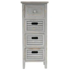 Schrank Kommode 74x30x25cm, Shabby-Look, Vintage ~ Grau -Wohnmöbel 0b802e0c 7cd4 4831 9402 7a4ba8849140