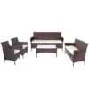 3-2-1-1 Poly-Rattan Garten-Garnitur Halden, Lounge-Set Sitzgruppe Sofa ~ Braun-meliert, Kissen Creme -Wohnmöbel 0d3522b1 f85c 460a b4ce 7a82b4d865ad