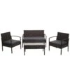 Poly-Rattan Garnitur HWC-F56, Balkon-/Garten-/Lounge-Set Sitzgruppe ~ Braun, Kissen Dunkelgrau