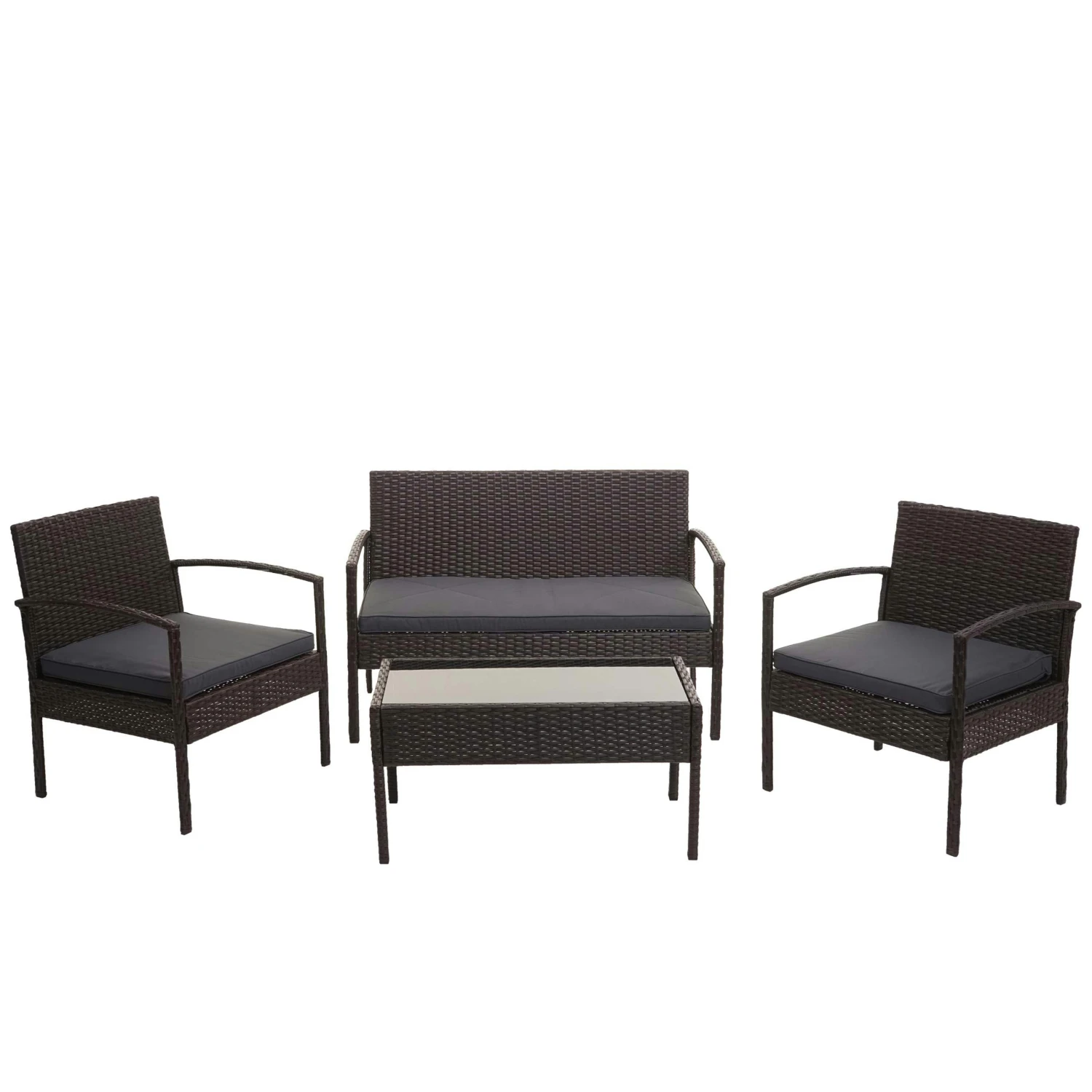 Poly-Rattan Garnitur HWC-F56, Balkon-/Garten-/Lounge-Set Sitzgruppe ~ Schwarz, Kissen Creme 6 Poly-Rattan Garnitur HWC-F56, Balkon-/Garten-/Lounge-Set Sitzgruppe ~ Schwarz, Kissen Creme – Bild 4