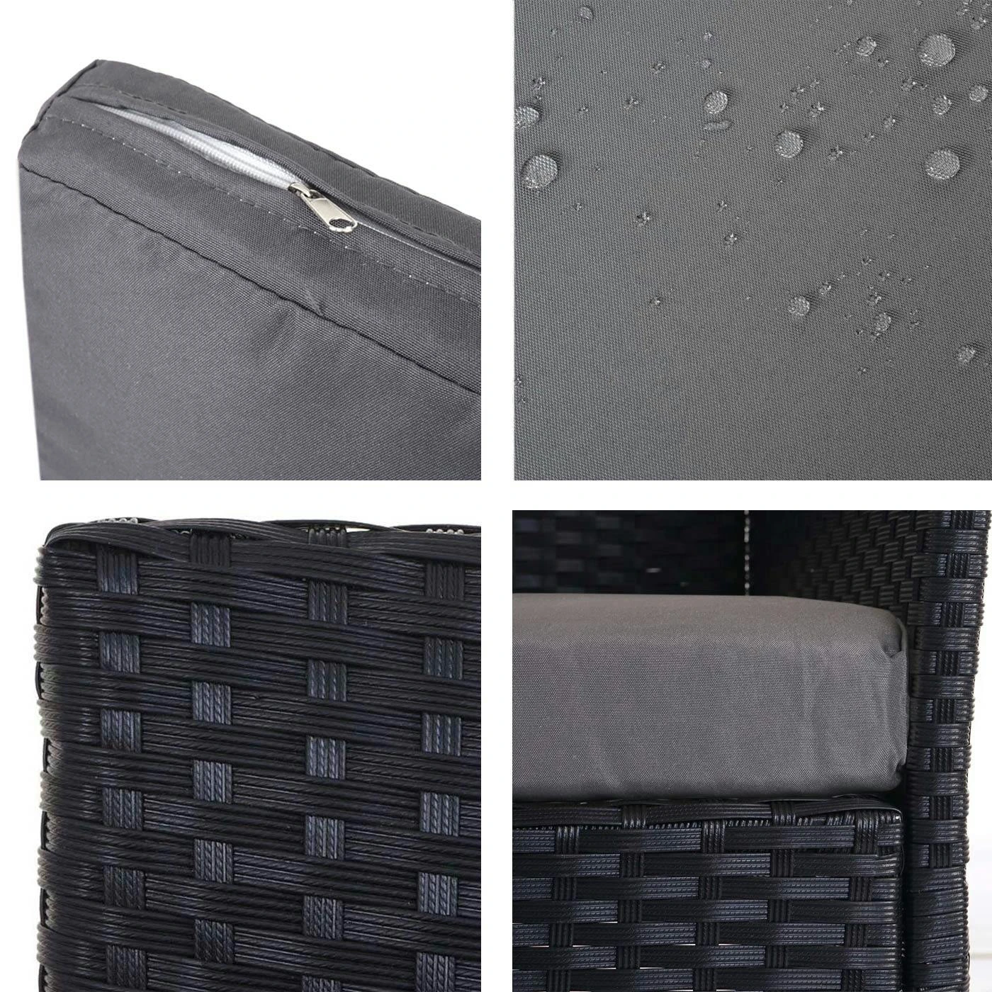 3-2-1-1 Poly-Rattan Garten-Garnitur Halden, Lounge-Set Sitzgruppe Sofa ~ Anthrazit, Kissen Anthrazit 8 3-2-1-1 Poly-Rattan Garten-Garnitur Halden, Lounge-Set Sitzgruppe Sofa ~ Anthrazit, Kissen Anthrazit – Bild 6