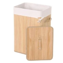 Wäschekorb HWC-C21, Laundry Wäschebox Wäschesammler Wäschebehälter Wäschetonne, Bambus 61x43x32cm 70l ~ Naturfarben -Wohnmöbel 105ef283 982c 4a5c 988f 20bff8a8bf85