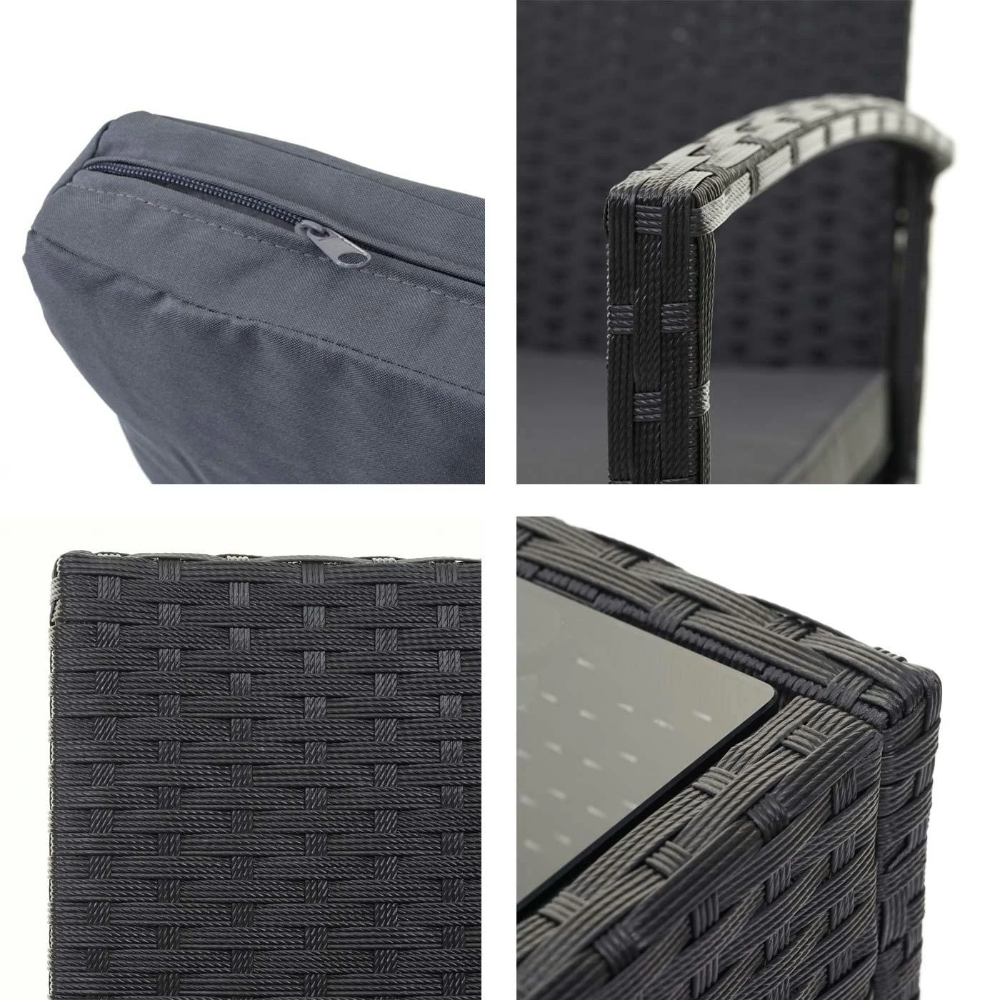 Poly-Rattan Garnitur HWC-F56, Balkon-/Garten-/Lounge-Set Sitzgruppe ~ Schwarz, Kissen Dunkelgrau 9 Poly-Rattan Garnitur HWC-F56, Balkon-/Garten-/Lounge-Set Sitzgruppe ~ Schwarz, Kissen Dunkelgrau – Bild 7