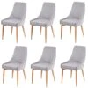 6er-Set Esszimmerstuhl HWC-B44 II, Stuhl Küchenstuhl Retro Design ~ Stoff/Textil Grau