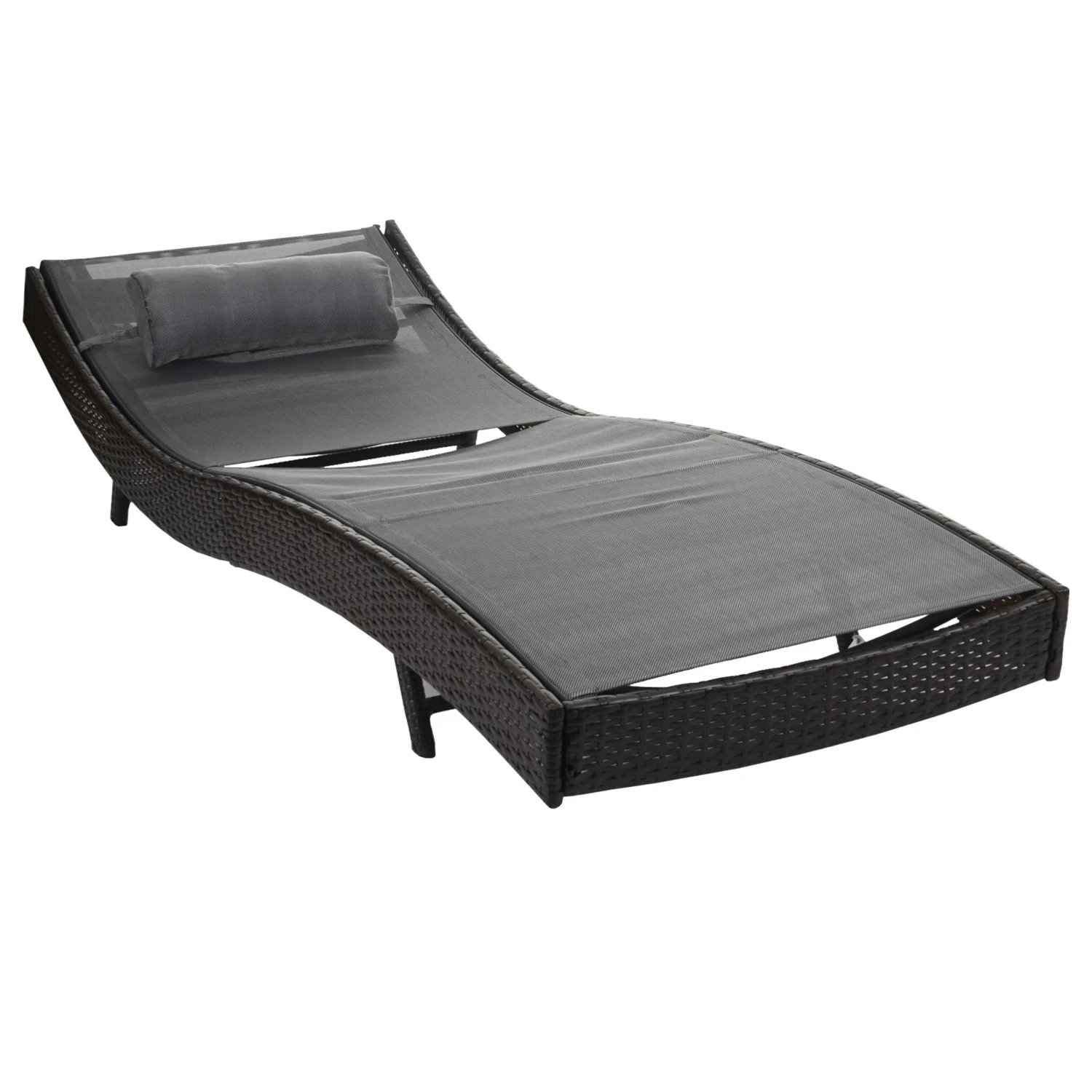 Sonnenliege Savannah, Relaxliege Gartenliege Liege, Poly-Rattan ~ Braun-meliert, Bezug Grau 3 Sonnenliege Savannah, Relaxliege Gartenliege Liege, Poly-Rattan ~ Braun-meliert, Bezug Grau