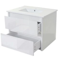 Waschbecken + Unterschrank HWC-B19, Waschbecken Waschtisch Badezimmer, Hochglanz 50x60cm ~ Weiß -Wohnmöbel 1d8705f9 962f 4b16 99ba 30de81db8d55 2