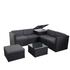 Poly-Rattan-Garnitur HWC-D24, Garten-/Lounge-Set Sofa ~ Anthrazit, Polster Dunkelgrau -Wohnmöbel 226378bc aa87 4015 85c0 31092e025a9f 1