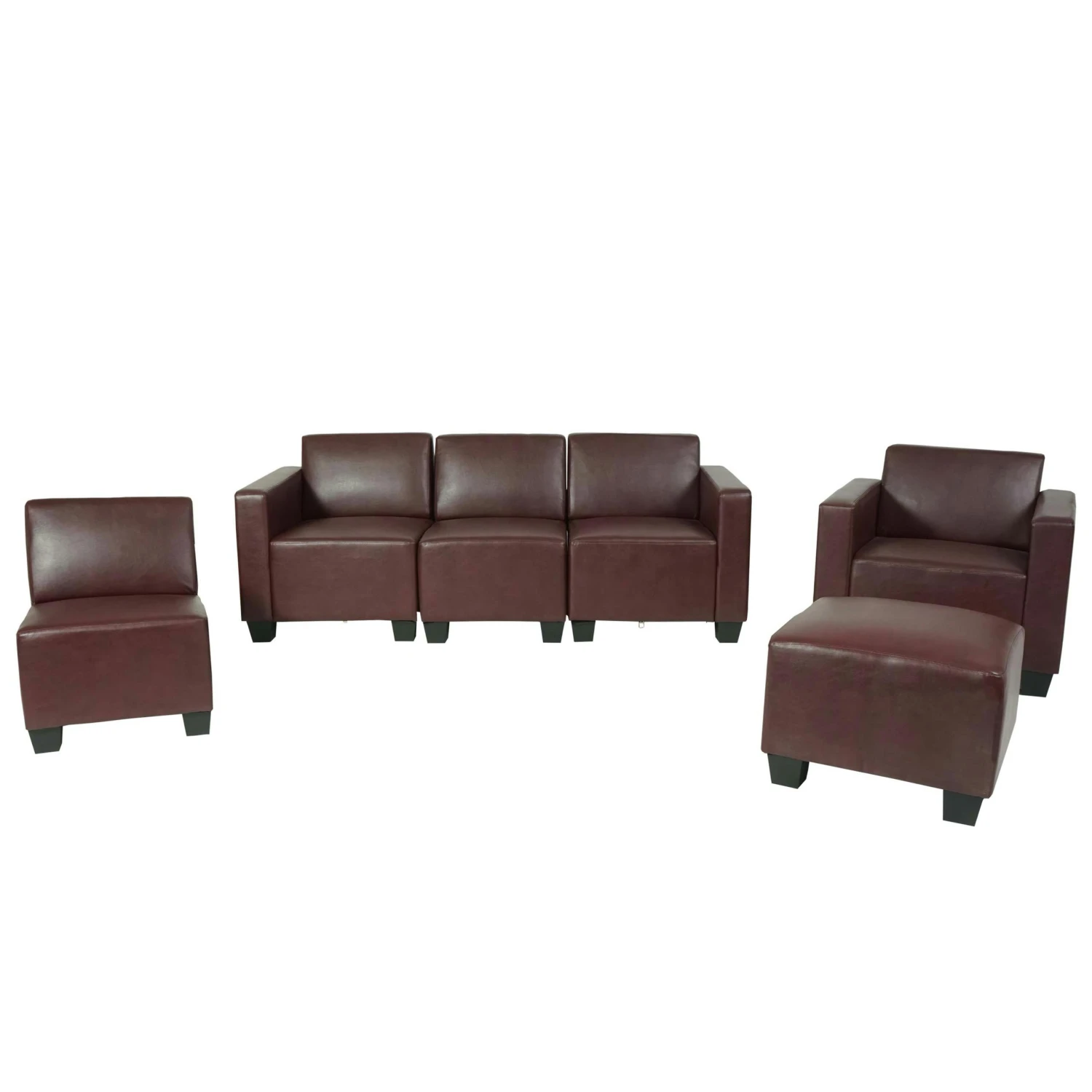 Modular Sofa-System Couch-Garnitur Lyon 4-1, Kunstleder ~ Rot 7 Modular Sofa-System Couch-Garnitur Lyon 4-1, Kunstleder ~ Rot – Bild 5