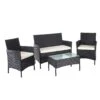 Poly-Rattan Garten-Garnitur HWC-D82, Sitzgruppe Lounge-Set ~ Schwarz Mit Kissen Creme
