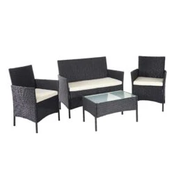 Poly-Rattan Garten-Garnitur HWC-D82, Sitzgruppe Lounge-Set ~ Schwarz Mit Kissen Anthrazit -Wohnmöbel 22d36f9d d99a 4a69 96fb 5222c79567c4 4
