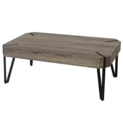 Couchtisch Kos T573, Wohnzimmertisch, 43x110x60cm FSC-zertifiziert ~ Dunkle Eiche, Dunkle Metall-Füße -Wohnmöbel 24492722 3d88 401c a965 1d105c12d7e1