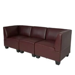 Modular 3-Sitzer Sofa Couch Lyon, Kunstleder ~ Rot-braun -Wohnmöbel 253f15ca e1f9 49c2 b57b 0df6d6d427ca
