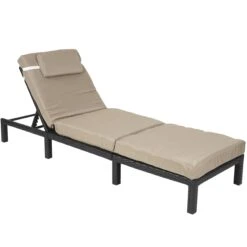 Poly-Rattan Sonnenliege HWC-A51, Relaxliege Gartenliege Liege ~ Premium Anthrazit, Kissen Creme