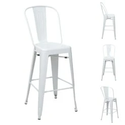 4er-Set Barhocker HWC-A73, Barstuhl Tresenhocker Mit Lehne, Metall Industriedesign ~ Rot -Wohnmöbel 295f55fa 0e2c 4e82 aecb 9fa0904fd2ef