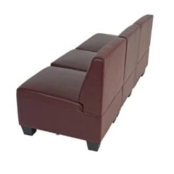 Modular 3-Sitzer Sofa Couch Lyon, Kunstleder ~ Rot-braun, Ohne Armlehnen -Wohnmöbel 2f6810c7 9ba3 4be0 a870 f3dfb2e66dfe