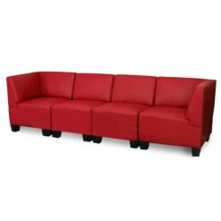 Modular 4-Sitzer Sofa Couch Lyon, Kunstleder ~ Rot, Hohe Armlehnen 14 Modular 4-Sitzer Sofa Couch Lyon, Kunstleder ~ Rot, Hohe Armlehnen -Wohnmöbel 3186af96 b392 45f8 b53e 6a6edd8811ae
