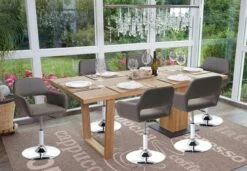 Esszimmerstuhl HWC-A50 III, Stuhl Küchenstuhl, Retro 50er Jahre, Kunstleder ~ Taupe-grau, Chromfuß -Wohnmöbel 337122f9 4a7c 46e8 9cb9 9a74485081d8