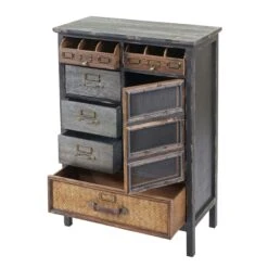 Apotheker-Schrank HWC-A43, Tanne Holz Massiv Vintage Shabby-Look 129x55x38cm -Wohnmöbel 33ef847e d959 49e0 87c3 47579c37e6db