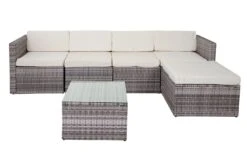 Poly-Rattan-Garnitur HWC-D24, Garten-/Lounge-Set Sofa ~ Grau, Polster Creme -Wohnmöbel 37e02fc5 ef0b 4751 92fa 2dc9f7780262
