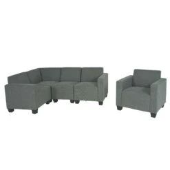 Modular Sofa-System Couch-Garnitur Lyon 4-1, Stoff/Textil ~ Grau