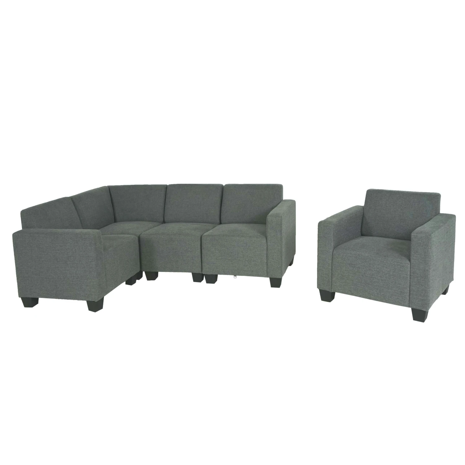 Modular Sofa-System Couch-Garnitur Lyon 4-1, Stoff/Textil ~ Anthrazit-grau 4 Modular Sofa-System Couch-Garnitur Lyon 4-1, Stoff/Textil ~ Anthrazit-grau – Bild 2