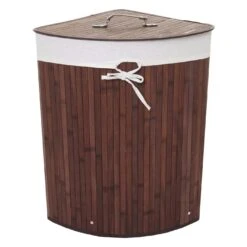 Eckwäschekorb HWC-C21, Laundry Wäschebox Wäschesammler Wäschebehälter, Bambus 61x48x35cm 50l ~ Braun -Wohnmöbel 39ce2d39 7d9c 494d a924 a0f5f9e44e5f