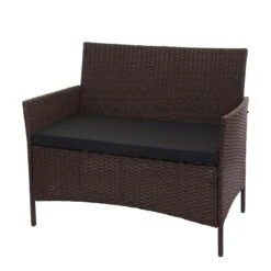 Poly-Rattan Gartenbank Halden, Sitzbank Bank ~ Schwarz, Kissen Terrakotta -Wohnmöbel 39fbd873 aff0 4bed 9cb8 8c8ac4d5acba 2