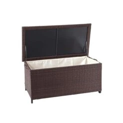 Poly-Rattan Kissenbox HWC-D88, Gartentruhe Auflagenbox Truhe ~ Premium Braun, 51x100x50cm 170l