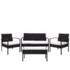 Poly-Rattan Garnitur HWC-F56, Balkon-/Garten-/Lounge-Set Sitzgruppe ~ Schwarz, Kissen Creme -Wohnmöbel 3be43c32 e5d0 451b 80e1 b5c973185669
