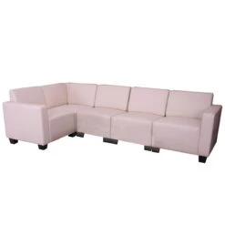 Modular Sofa-System Couch-Garnitur Lyon 5, Kunstleder ~ Creme