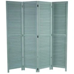 Paravent HWC-C30, Raumteiler Trennwand Sichtschutz, Shabby-Look Vintage, 170x160cm ~ Grün
