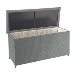 Poly-Rattan Kissenbox HWC-D88, Gartentruhe Auflagenbox Truhe ~ Basic Grau, 51x100x50cm 170l -Wohnmöbel 3da37202 bc3e 48d7 916b 6893bb5dbad2 7
