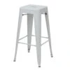 4er-Set Barhocker HWC-A73, Barstuhl Tresenhocker, Metall Industriedesign Stapelbar ~ Weiß