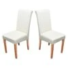 2er-Set Esszimmerstuhl Stuhl Küchenstuhl Novara II, Leder ~ Creme, Helle Beine