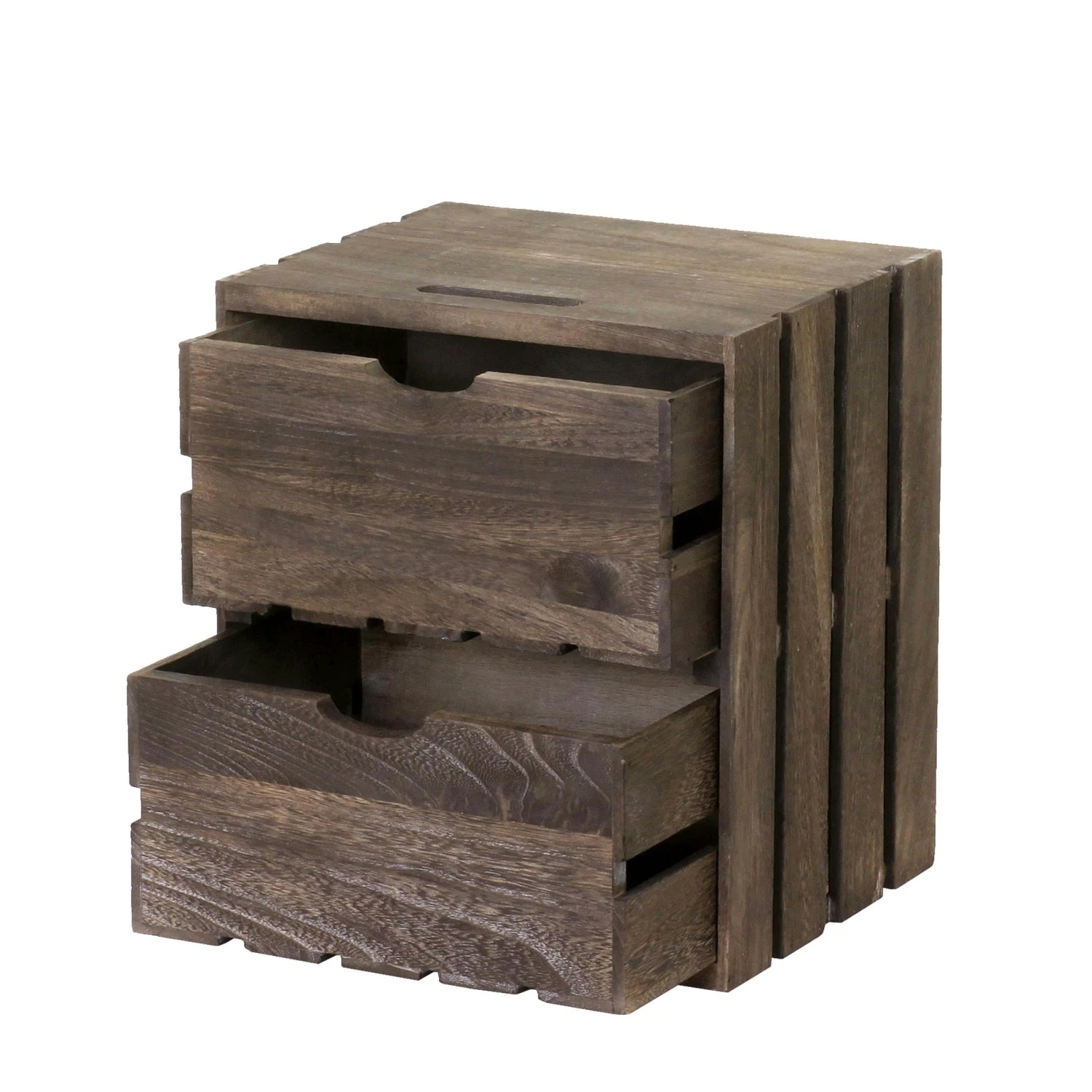 Kommode HWC-C62, Schubladenkommode Holzkiste, Shabby-Look Vintage 3 Schubladen 53x32x26cm ~ Braun 6 Kommode HWC-C62, Schubladenkommode Holzkiste, Shabby-Look Vintage 3 Schubladen 53x32x26cm ~ Braun – Bild 4