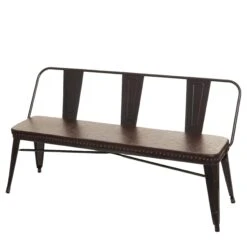 2er Sitzbank HWC-H10, Zweisitzer Garderobenbank Esszimmerbank Industrie-Design Vintage Kunstleder ~ Schwarz-grau -Wohnmöbel 40e68601 9099 4973 936e c84ba7367c40 1