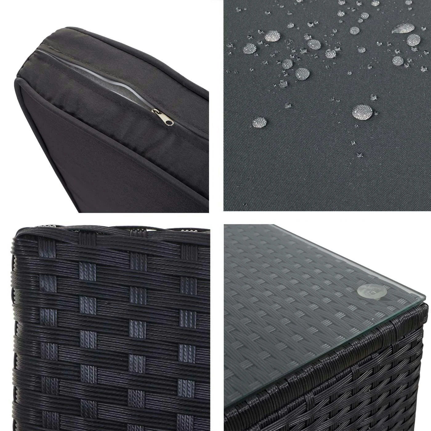 Poly-Rattan-Garnitur HWC-D28, Gartengarnitur Sofa Set ~ Anthrazit, Polster Grau Ohne Deko-Kissen/Abdeckung 9 Poly-Rattan-Garnitur HWC-D28, Gartengarnitur Sofa Set ~ Anthrazit, Polster Grau Ohne Deko-Kissen/Abdeckung – Bild 7