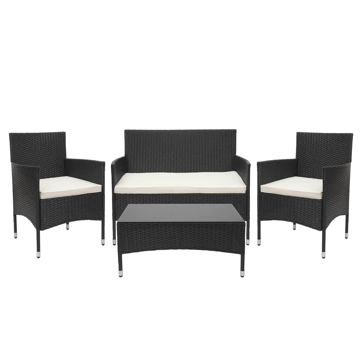 Poly-Rattan Garnitur HWC-F55, Balkon-/Garten-/Lounge-Set Sofa Sitzgruppe ~ Braun, Kissen Creme 5 Poly-Rattan Garnitur HWC-F55, Balkon-/Garten-/Lounge-Set Sofa Sitzgruppe ~ Braun, Kissen Creme – Bild 3