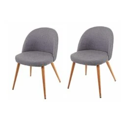 2er-Set Esszimmerstuhl HWC-D53, Stuhl Küchenstuhl, Retro 50er Jahre Design, Stoff/Textil ~ Dunkelgrau