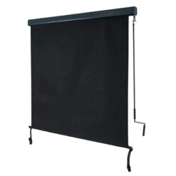 Vertikalmarkise HWC-F42, Senkrechtmarkise Sichtschutz Außenrollo Rollo, UV-Schutz 50 Stoff ~ 250x140cm, Schwarz