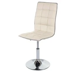 Esszimmerstuhl HWC-A50 IV, Stuhl Küchenstuhl, Retro Höhenverstellbar Drehmechanismus ~ Kunstleder Creme, Fuß Schwarz -Wohnmöbel 44baac70 e404 41b6 afa5 5afd200159eb 3